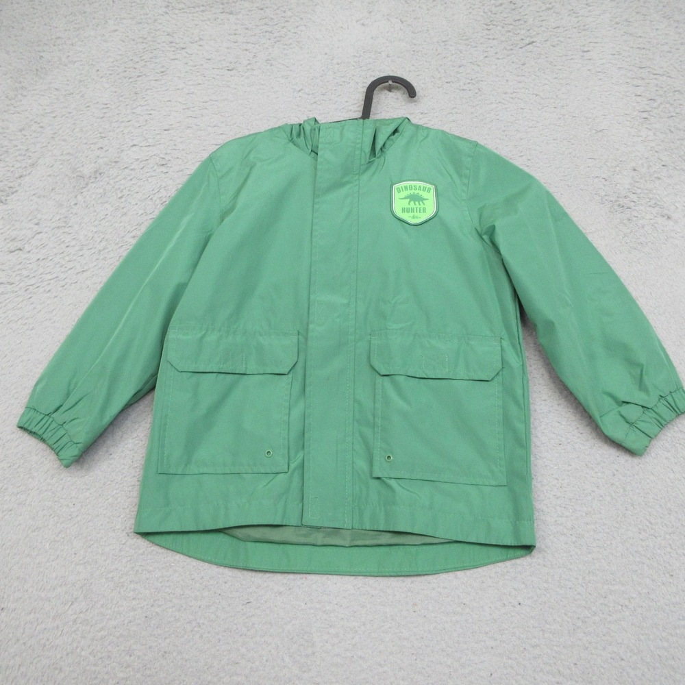 Carters Dinosaur Rain Jacket Kids 4 Green Hooded Dino Hunter Outdoor Kidswear